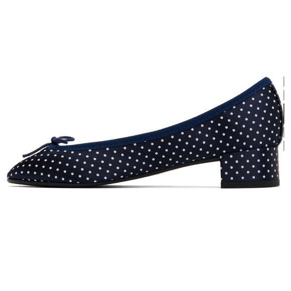 NWT Repetto Camille Heels Navy Polka Dot Women's Shoes Ballet Flats block heel - Picture 3 of 11